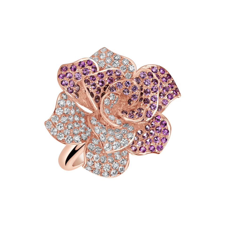 Prsteň s diamantmi a zafírmi Heavenly Magnolia