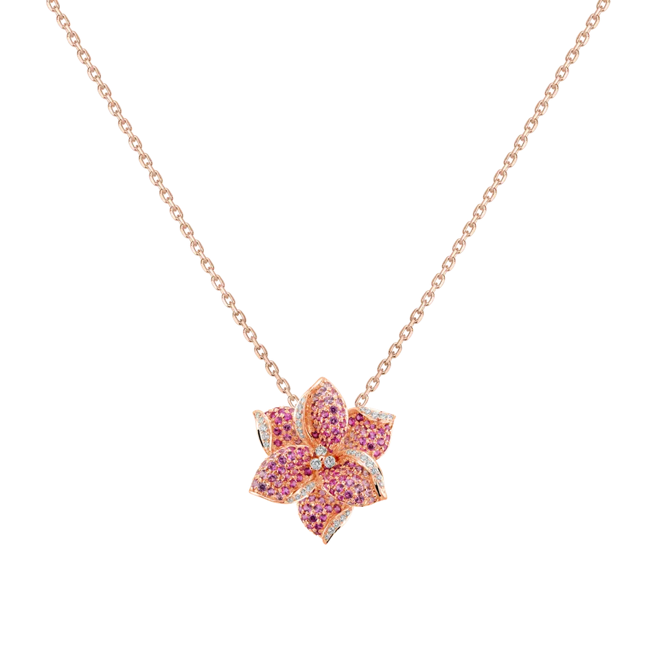 Přívěsok s diamantmi a zafírmi Blooming Glory