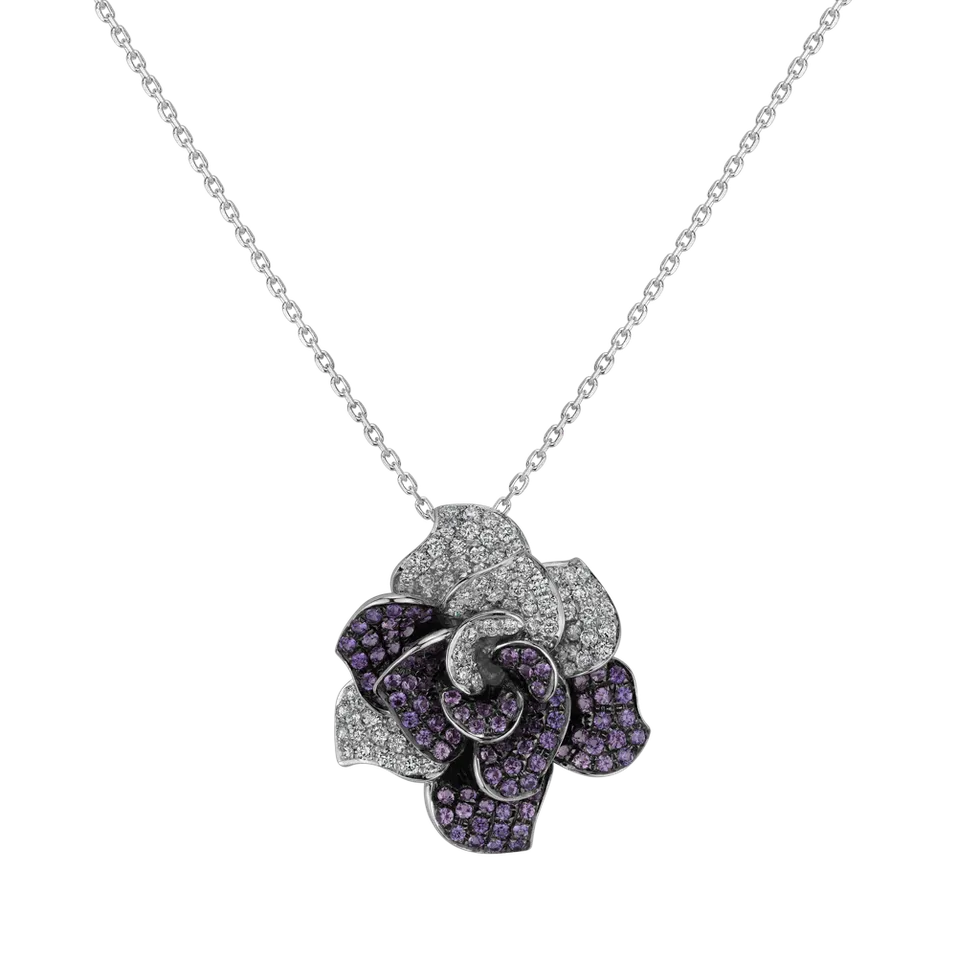 Přívěsok s diamantmi a zafírmi Moon Magnolia