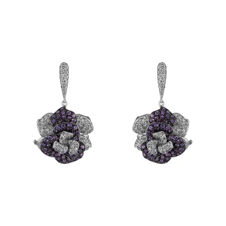 Náušnice s diamantmi a zafírmi Charming Unique