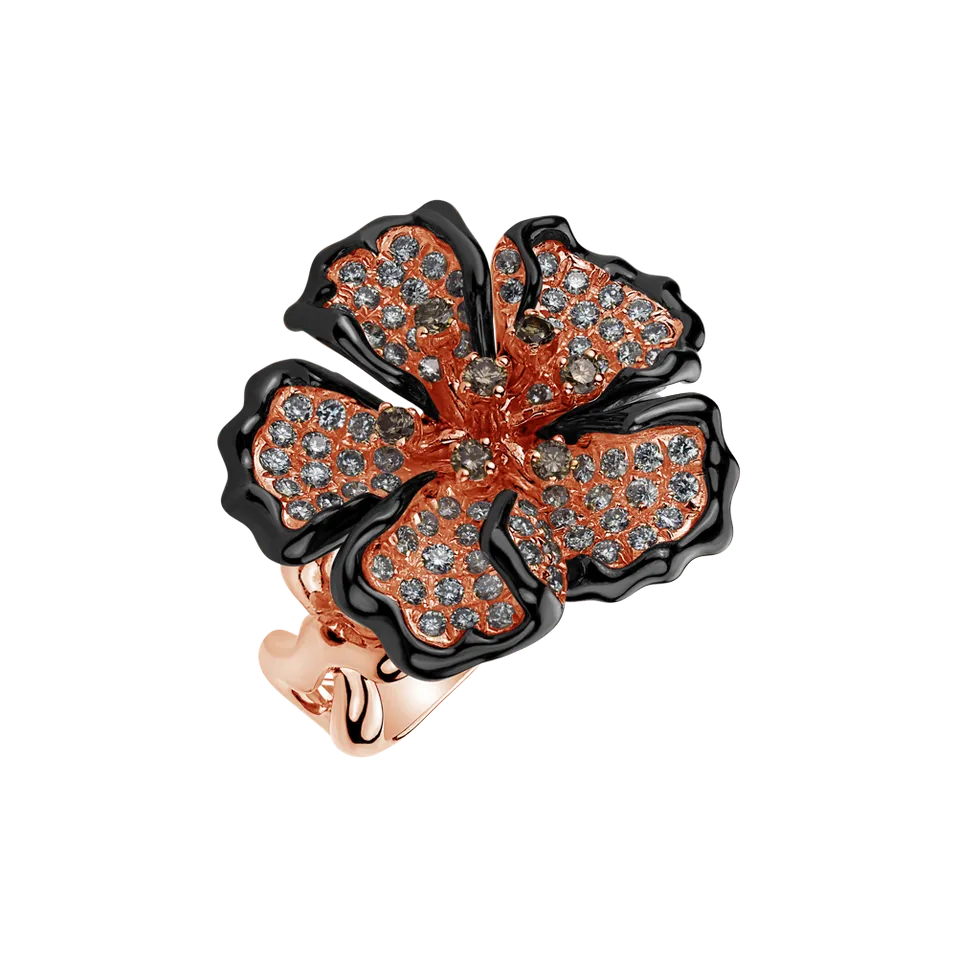 Prsteň s bielymi a hnedými diamantmi Oxalis