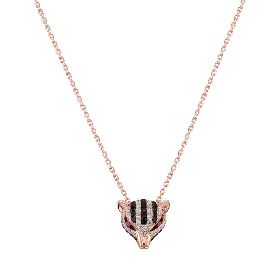 Náhrdelník s čiernymi a bielymi diamantmi a rubínmi Poetic Glow