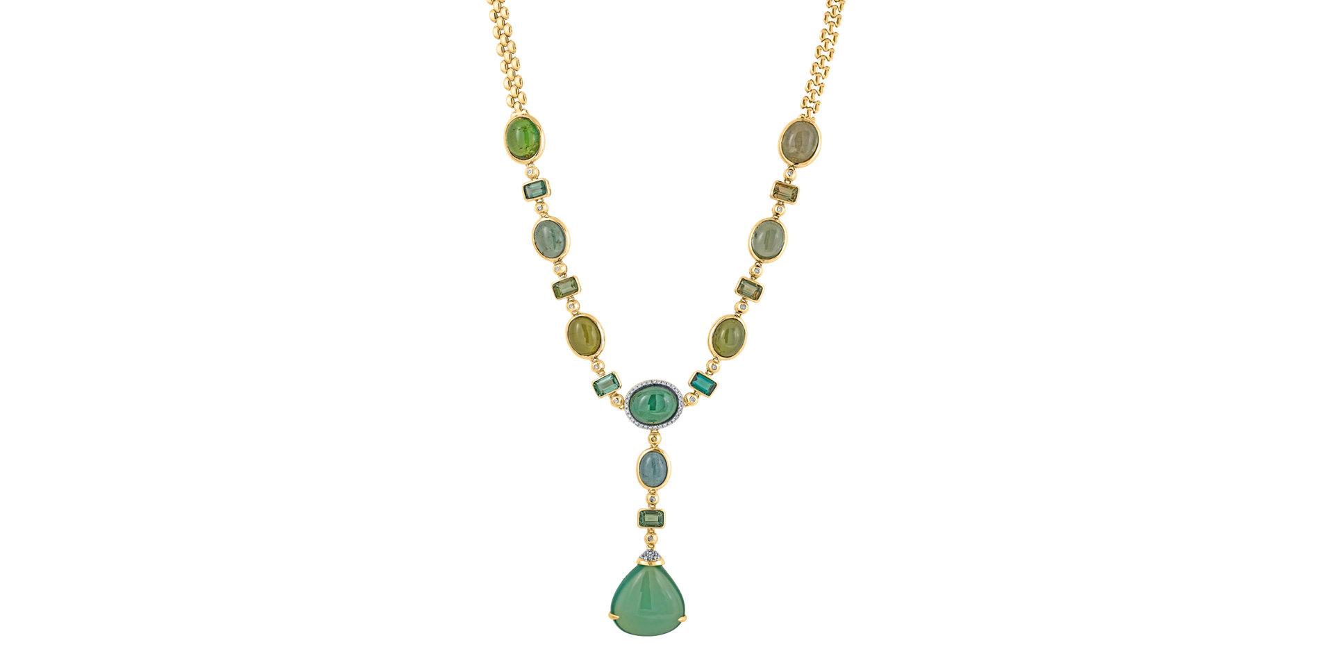 Náhrdelník s turmalínmi a prehnitmi Rainbow Harmony