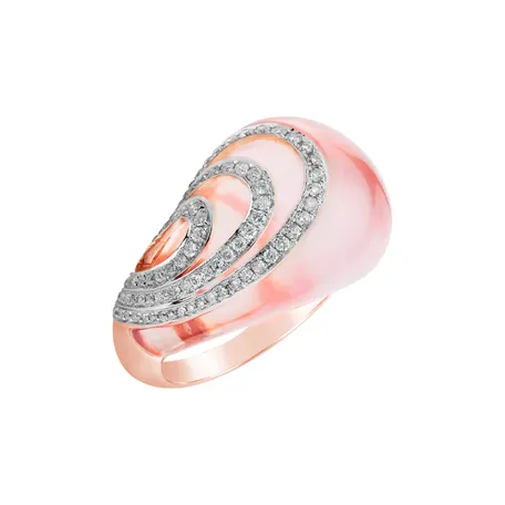 Prsteň s ruženínom a diamantmi Touch of Romance