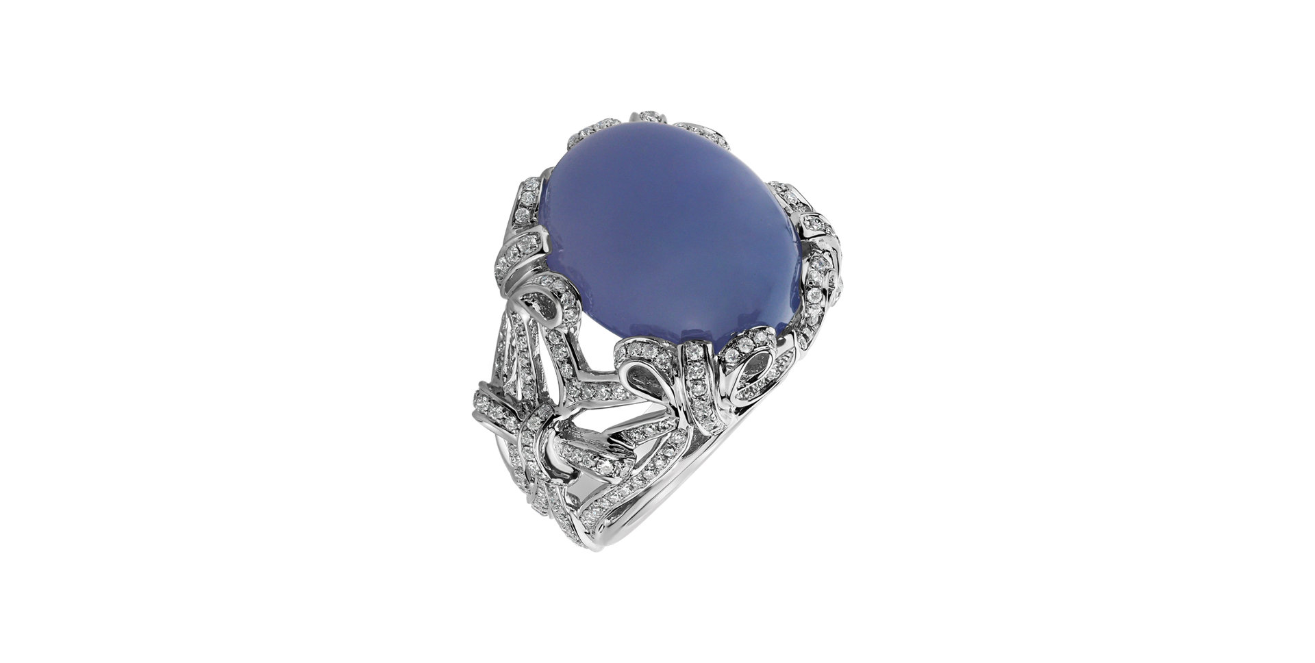 Prsteň s chalcedonom a diamantmi Ocean Symphony