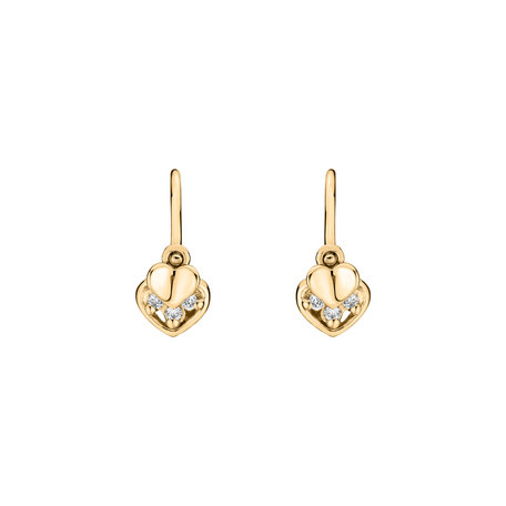 Detské náušnice s diamantmi Elegance Hearts