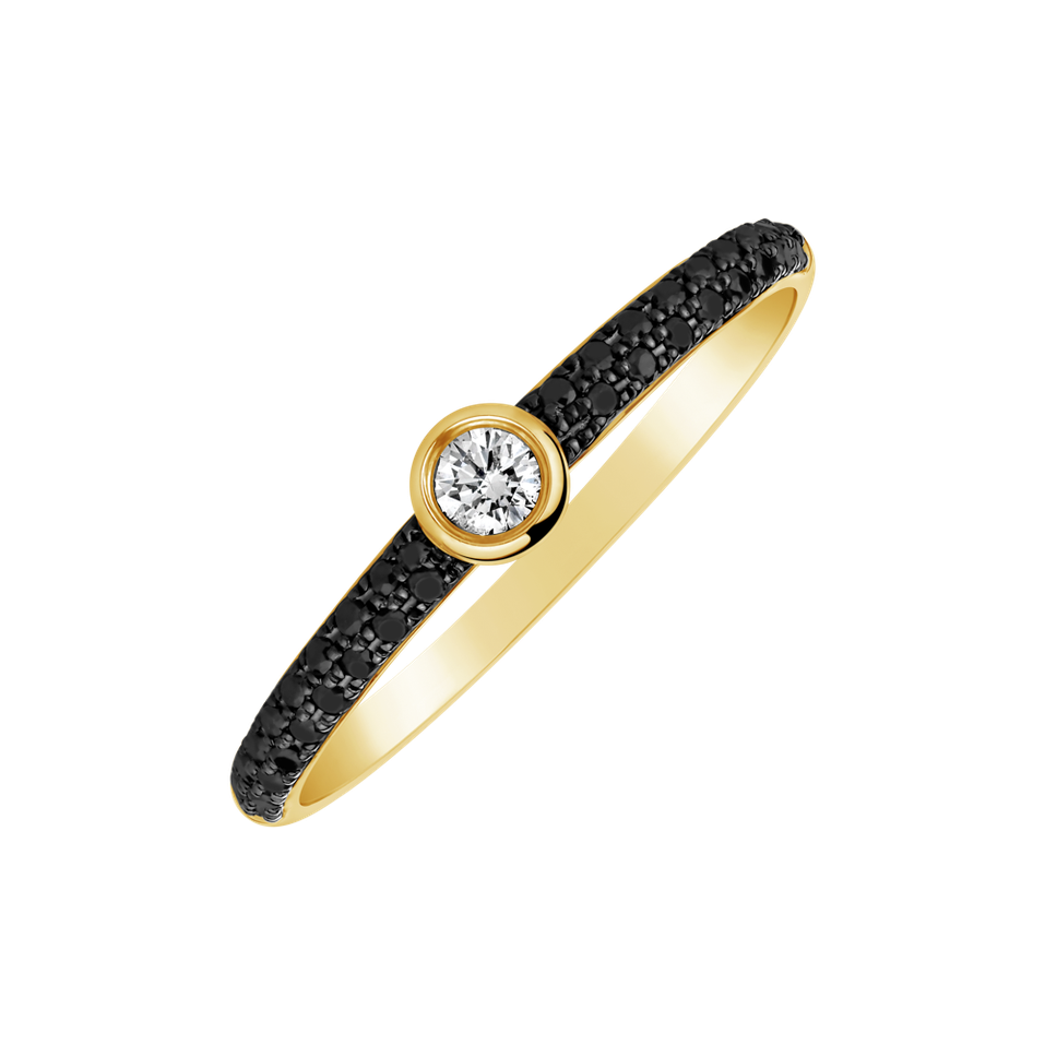 Prsteň s čiernymi a bielymi diamantmi Sunburst Treasure