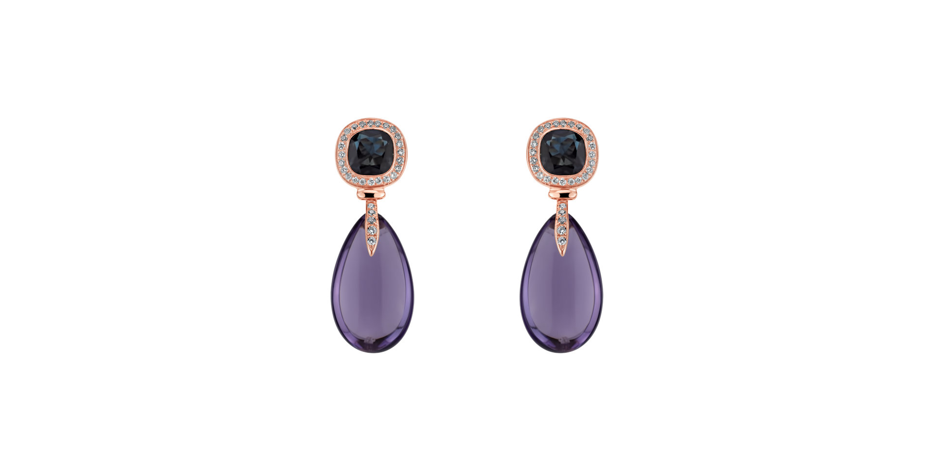 Náušnice s ametystom, diamantmi a topásom Violet Lady