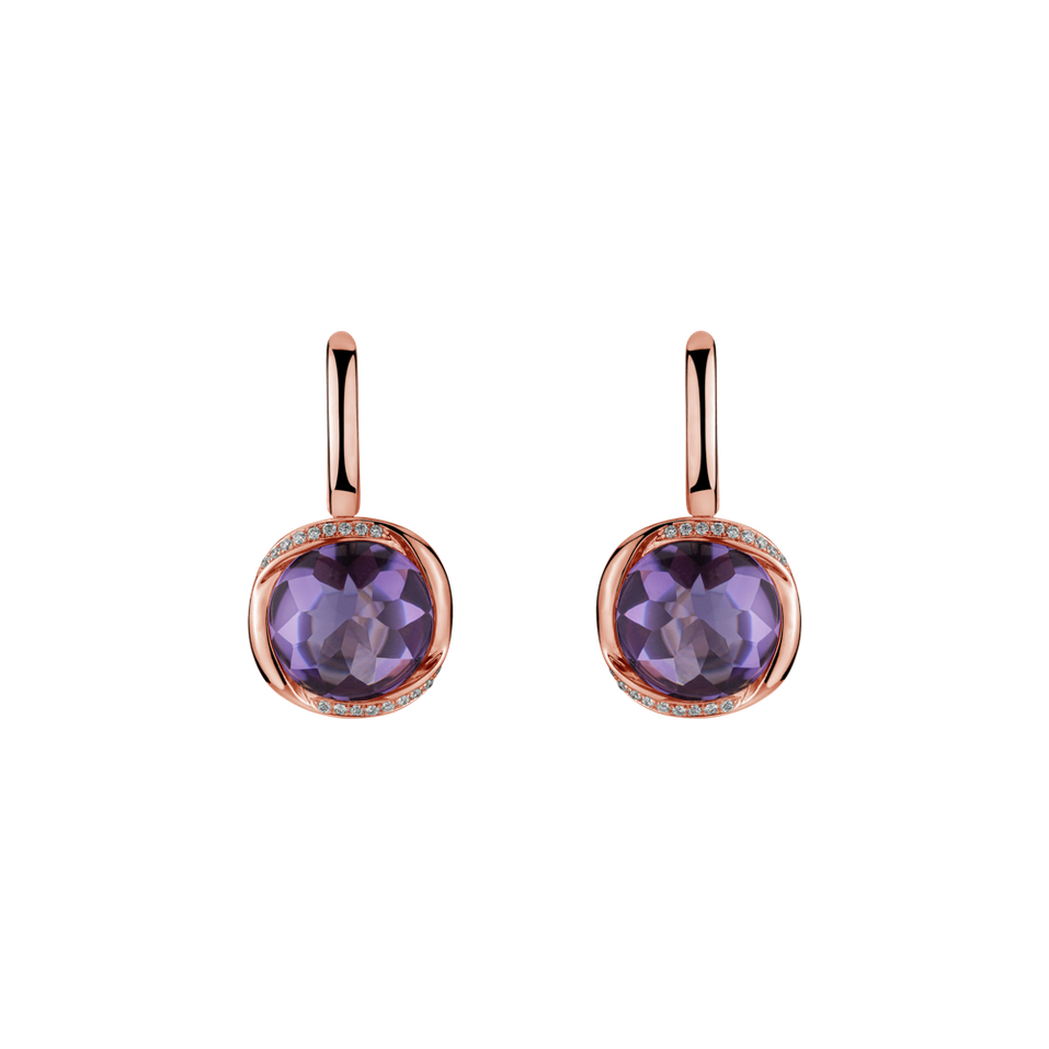 Náušnice s ametystom diamantmi Violet Drops