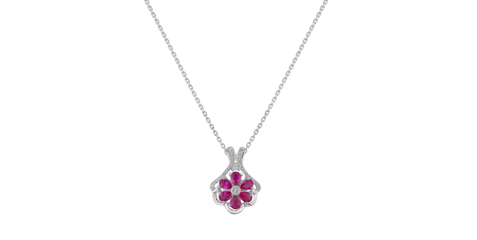 Přívěsok s diamantmi a rubínmi Breeze of Blossom