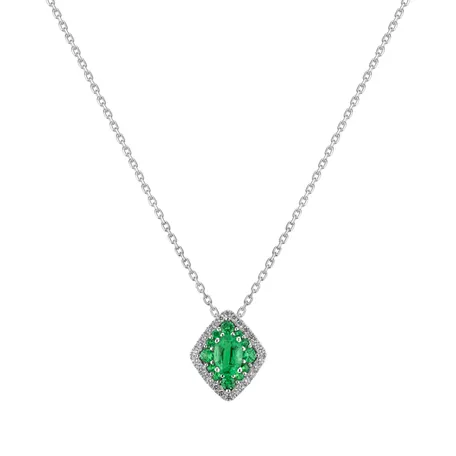 Přívěsok s diamantmi a smaragdmi Dedication of Green