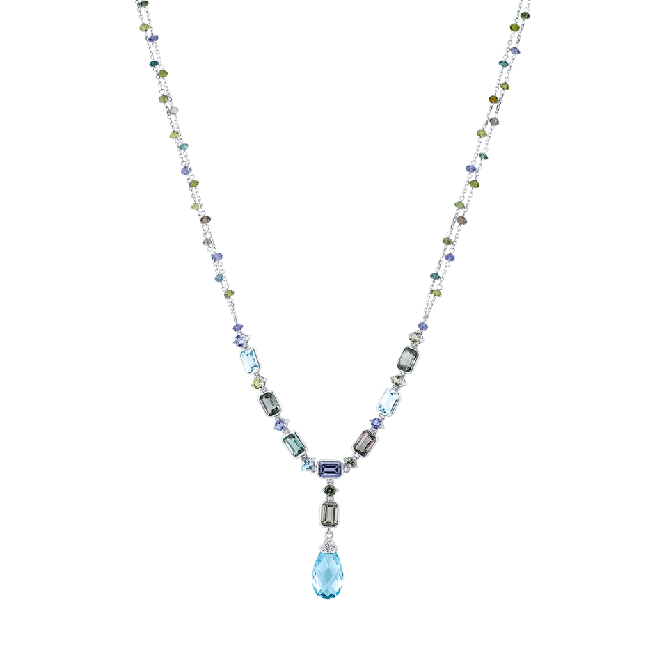 Náhrdelník s diamantmi, topásmi, turmalínmi a iolitmi Imposant Countess