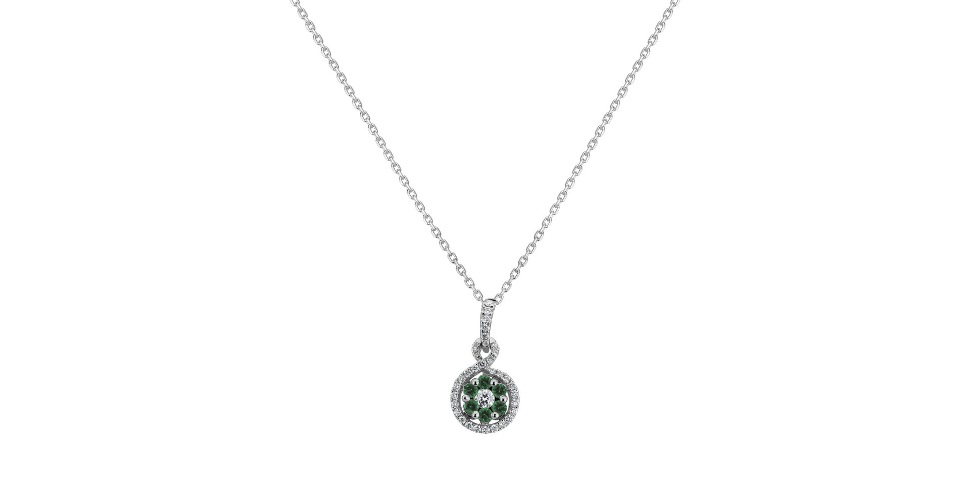 Přívěsok s diamantmi a smaragdmi Glance of Spring