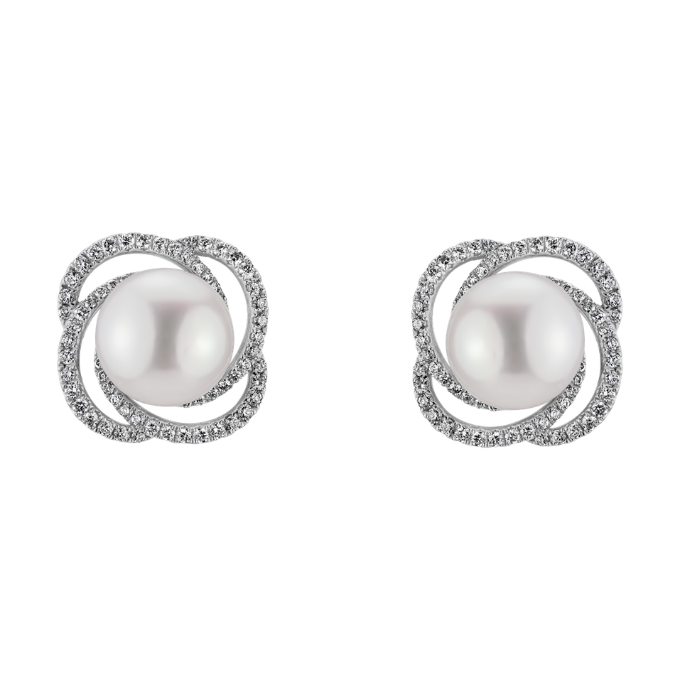 Náušnice s perlou a diamantmi Pearly Glory