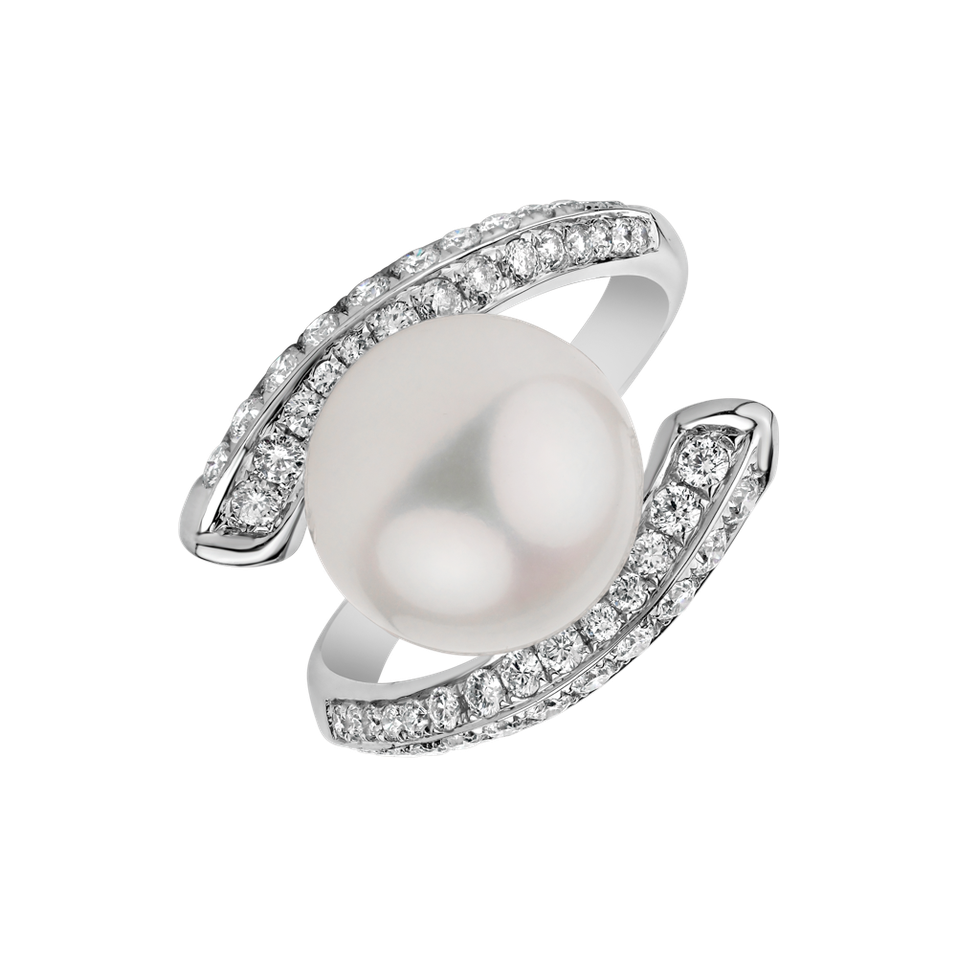 Prsteň s perlou a diamantmi Delicate Treasure