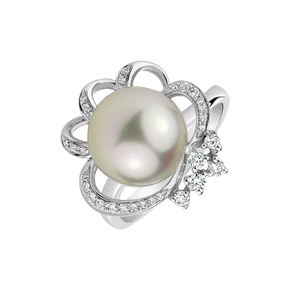 Prsteň s perlou a diamantmi Pearl Countess