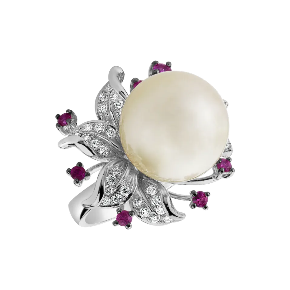 Prsteň s perlou, diamantmi a zafírmi Ocean Orchid
