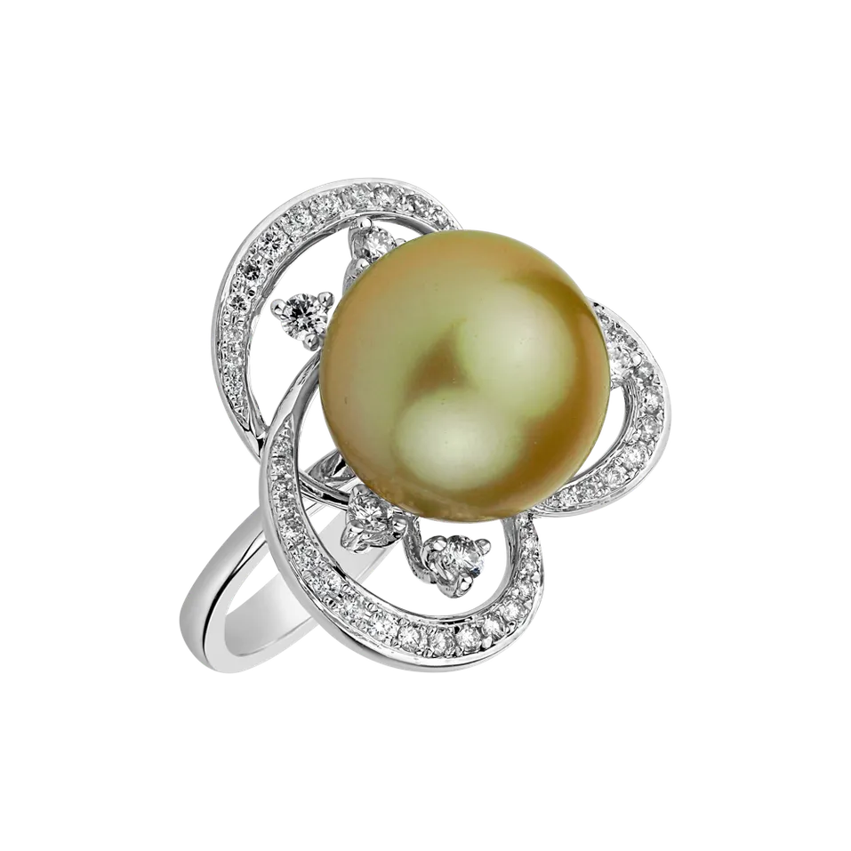 Prsteň s perlou a diamantmi Pearl Renaissance