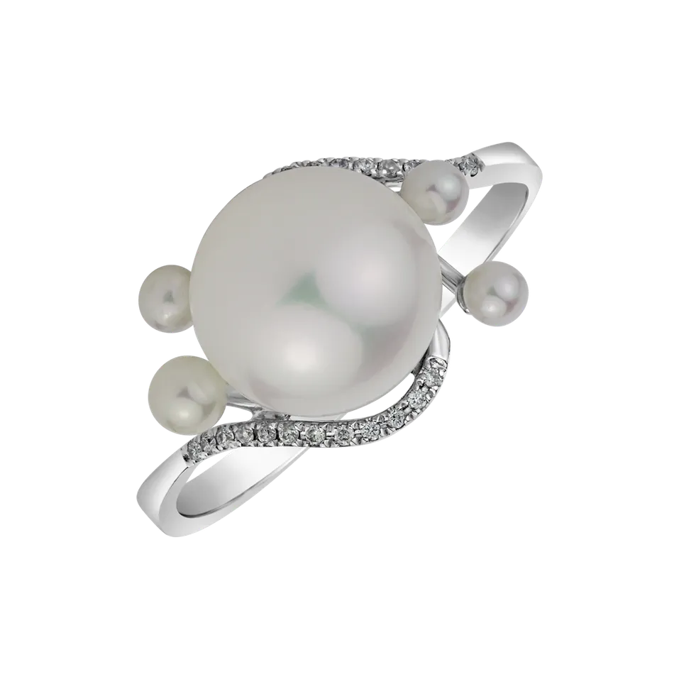 Prsteň s perlami a diamantmi Sensible Pearls
