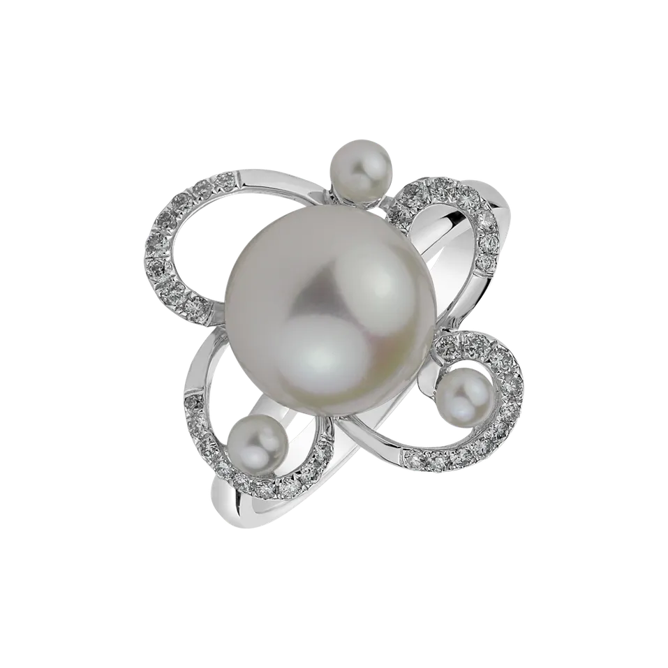Prsteň s perlou a diamantmi Pearl Dream