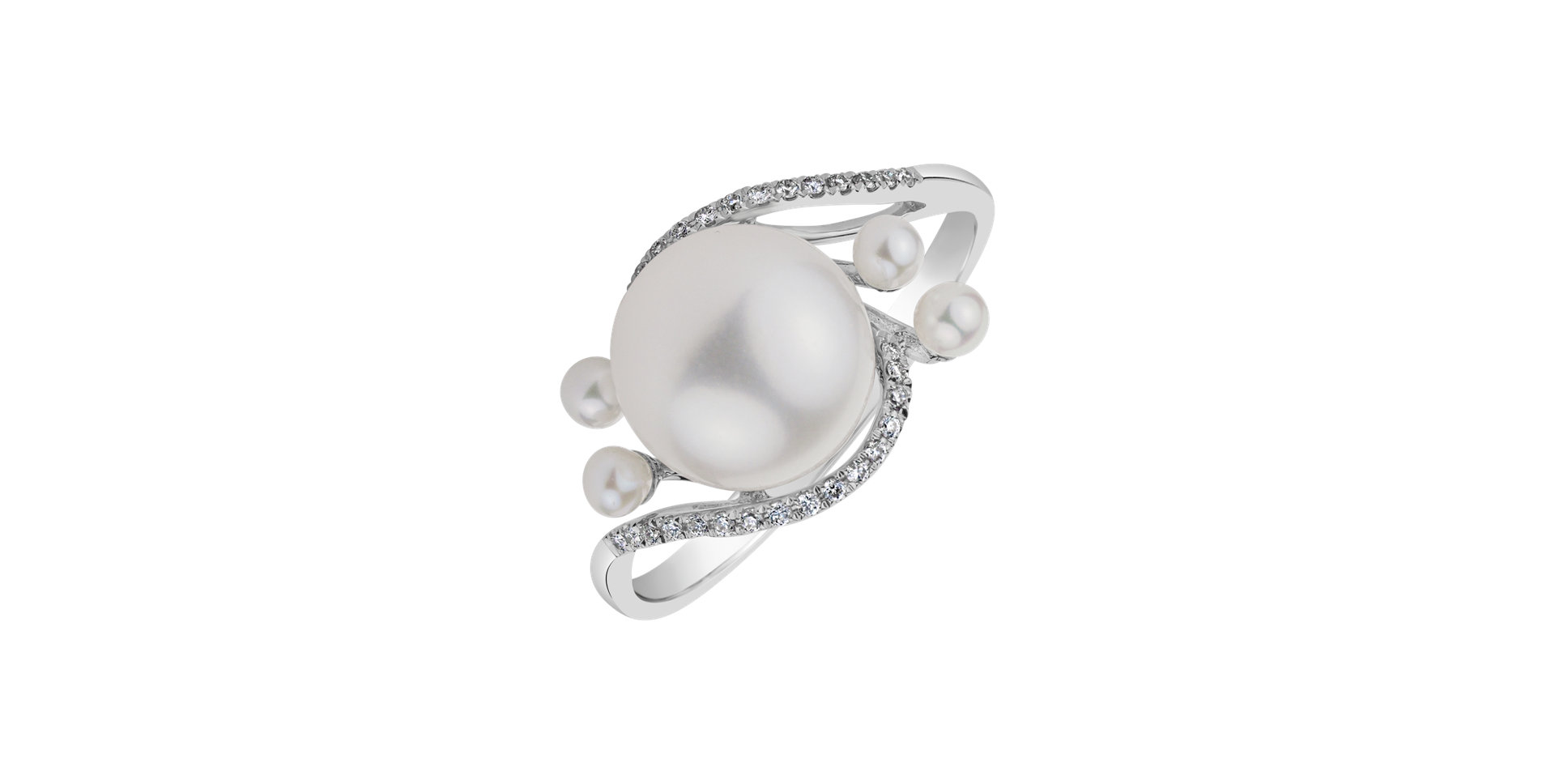Prsteň s perlou a diamantmi Pearl Wonder