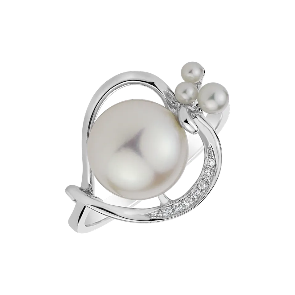 Prsteň s perlou a diamantmi Pearl Miracle
