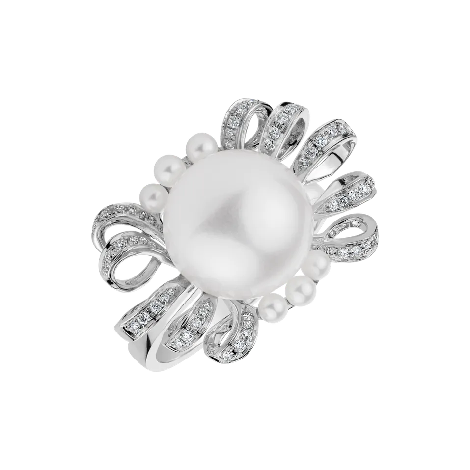 Prsteň s perlami a diamantmi Pearl Passion