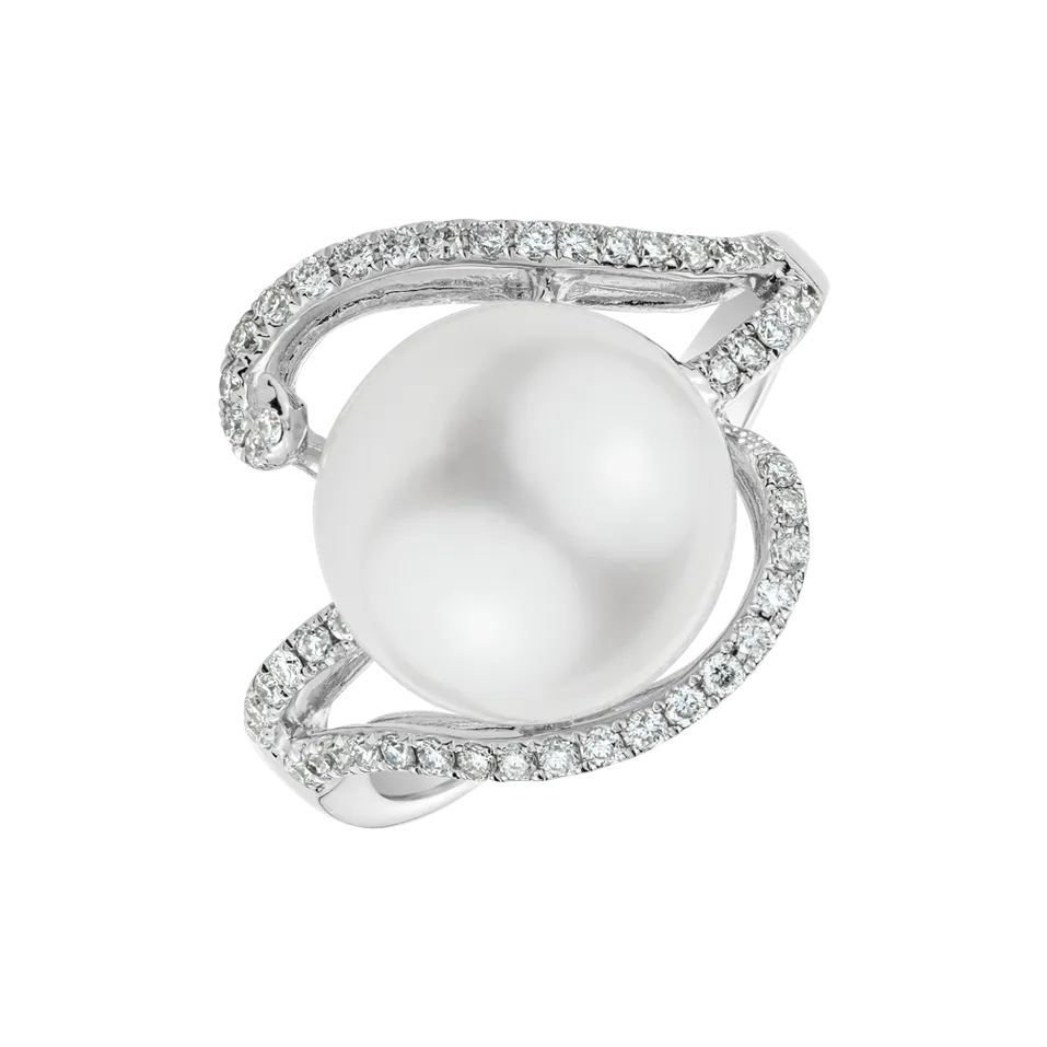 Prsteň s perlou a diamantmi Pearl Charm