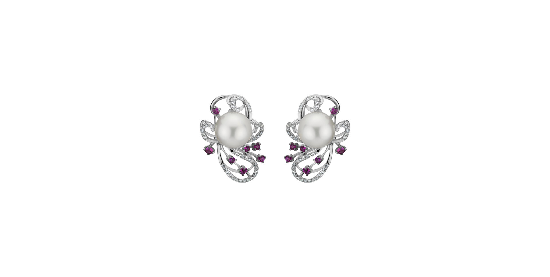 Náušnice s perlou, diamantmi a zafírmi Venus Flowers