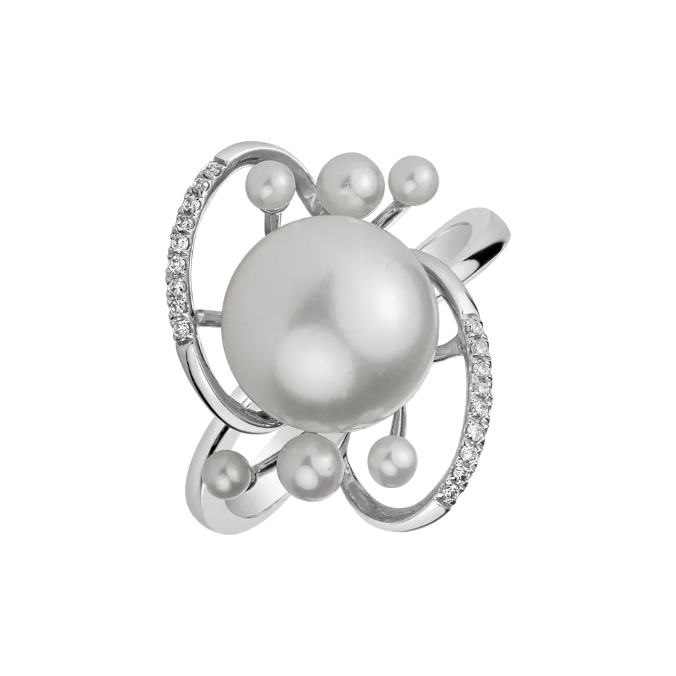 Prsteň s perlou a diamantmi Nymph Treasure