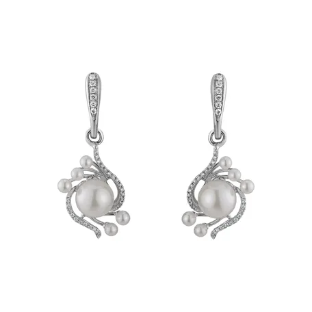 Náušnice s perlami a diamantmi White Treasure