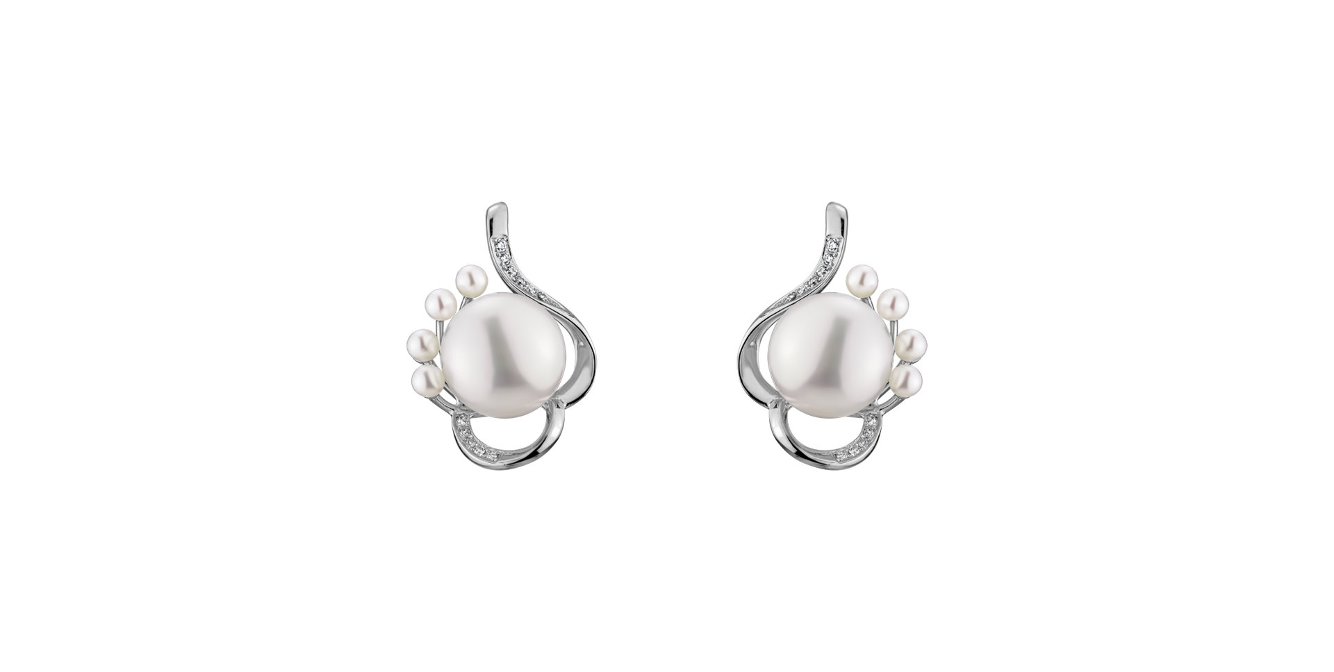 Náušnice s perlou a diamantmi White Elegance