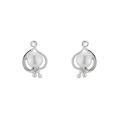 Náušnice s perlami a diamantmi White Secret