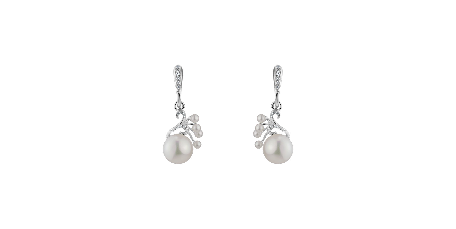 Náušnice s perlami a diamantmi Pearl Poem