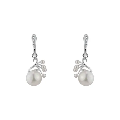 Náušnice s perlami a diamantmi Pearl Poem