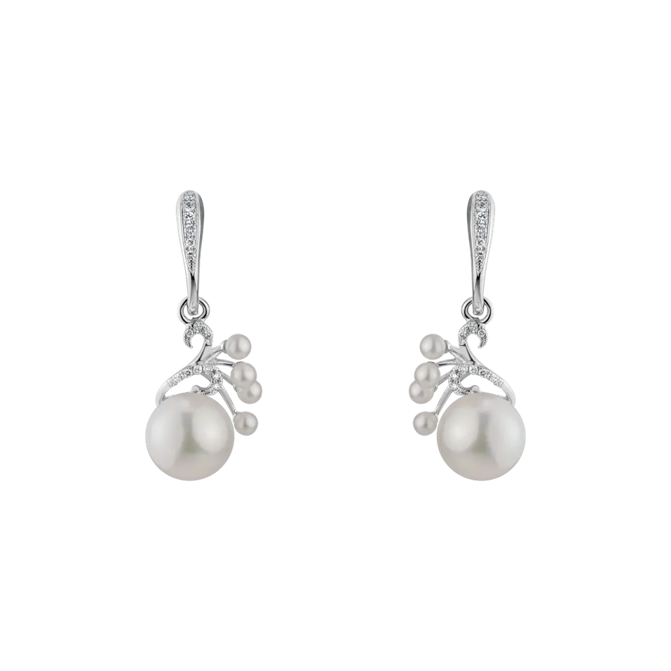 Náušnice s perlami a diamantmi Pearl Poem