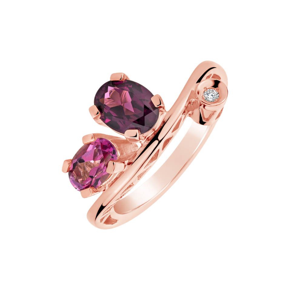 Prsteň s diamantmi, topásom a rhodolitom Dream Treasure