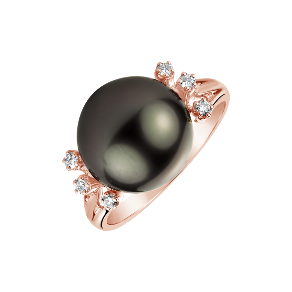 Prsteň s perlou a diamantmi Ballard