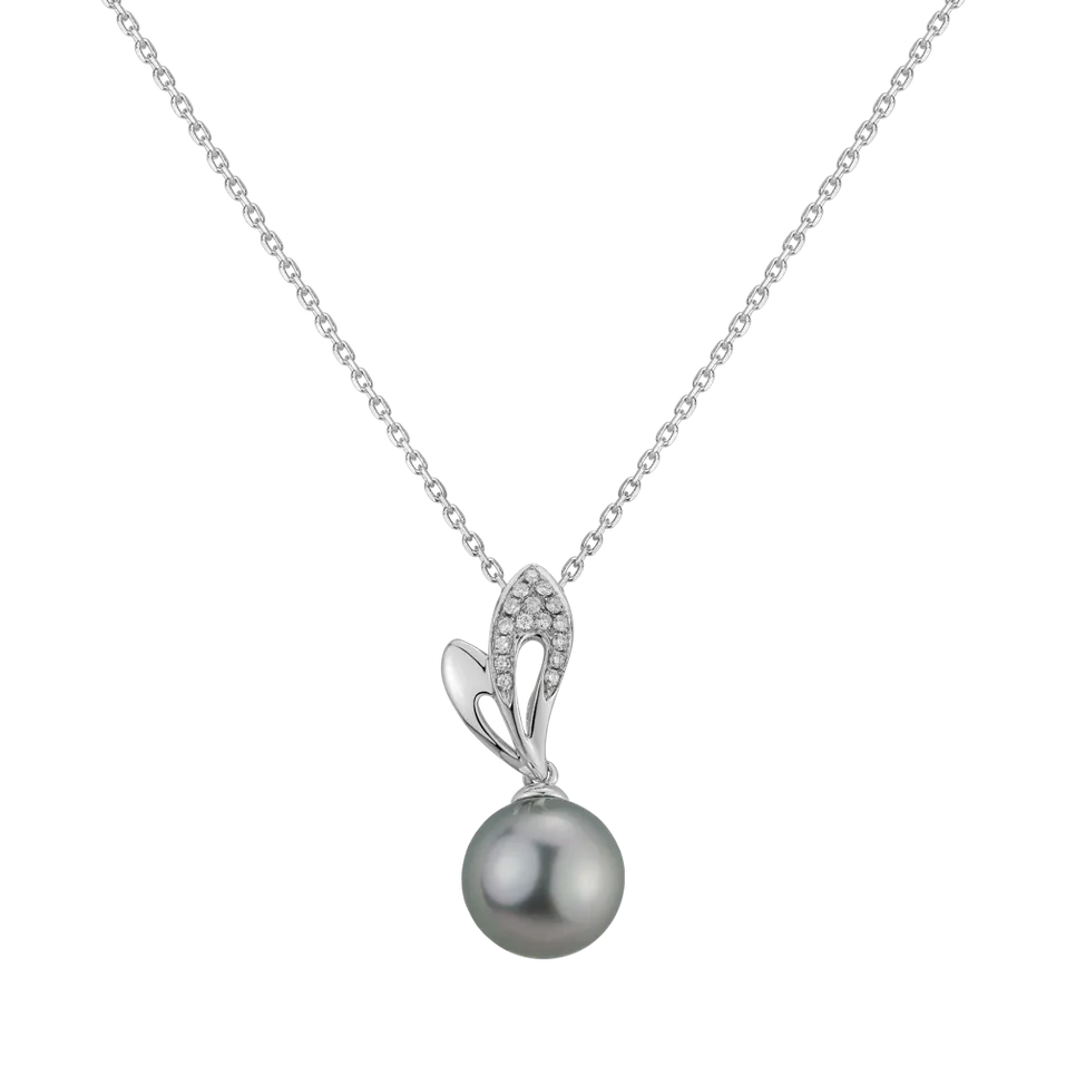 Přívěsok s perlou a diamantmi Blue Tear
