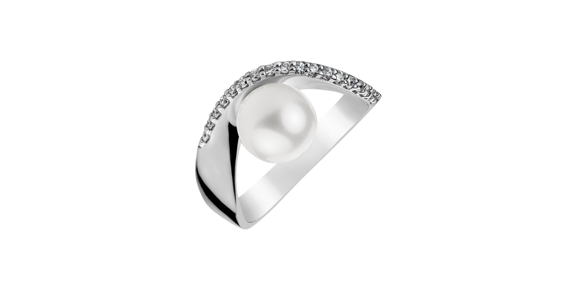 Prsteň s perlou a diamantmi Queen of Pearl
