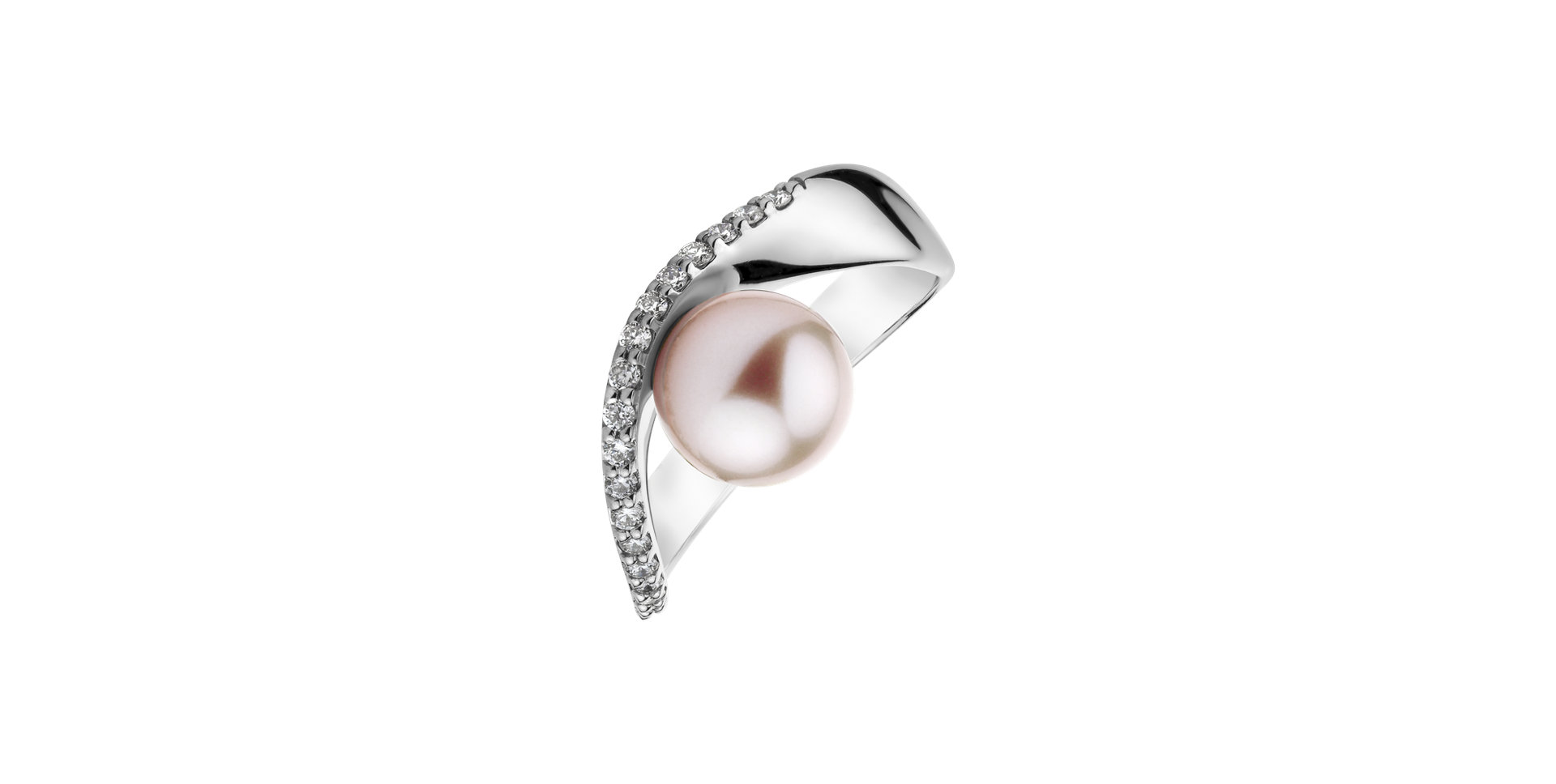 Prsteň s perlou a diamantmi Queen of Pearl