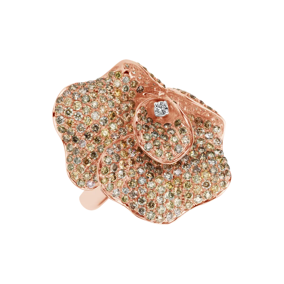 Prsteň s hnedými diamantmi Czarina Flower