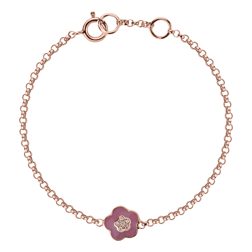 Náramok s diamantmi a emailmi Baby Flower