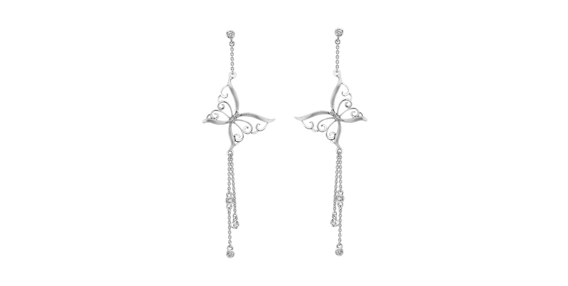 Náušnice s diamantmi Butterfly Diamond Flight