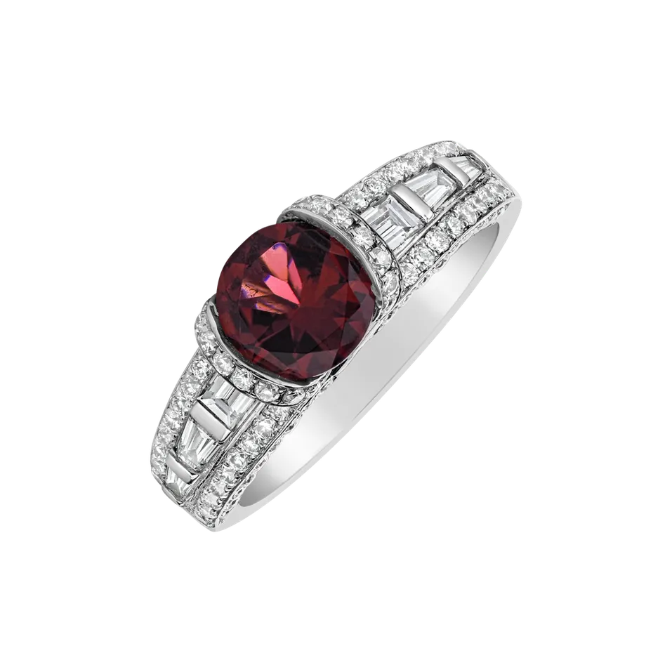 Prsteň s turmalínom a diamantmi Red Treasure