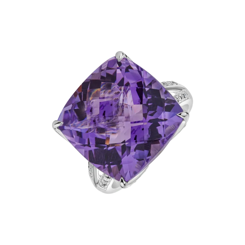 Prsteň s ametystom a diamantmi Czarina Love