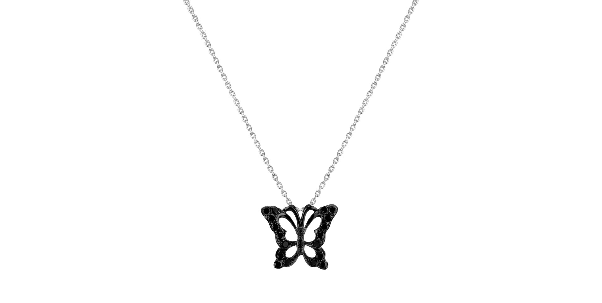 Přívěsok s čiernymi diamantmi Butterfly Gem