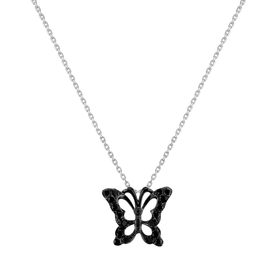 Přívěsok s čiernymi diamantmi Butterfly Gem