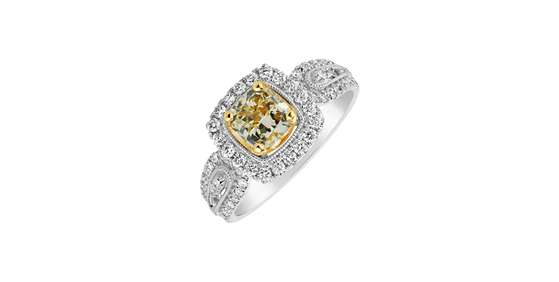 Prsteň s bielymi a žltými diamantmi Solar Treasure