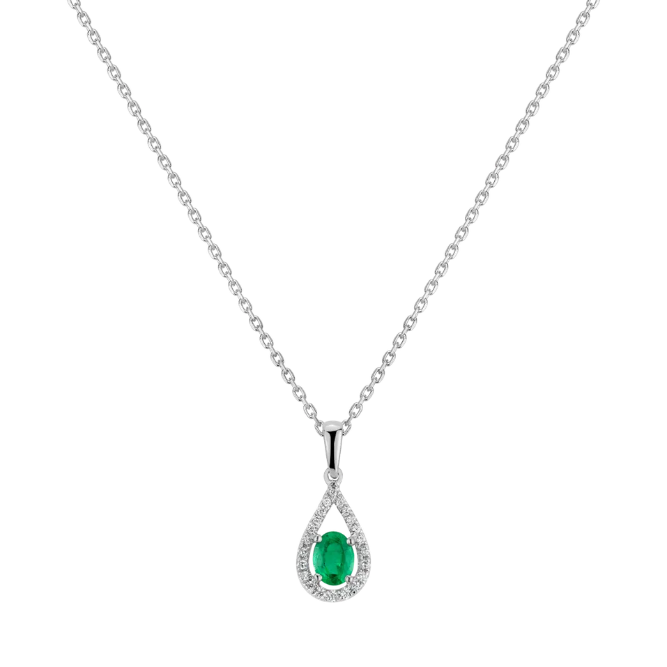 Přívěsok so smaragdom a diamantmi Tear of Green